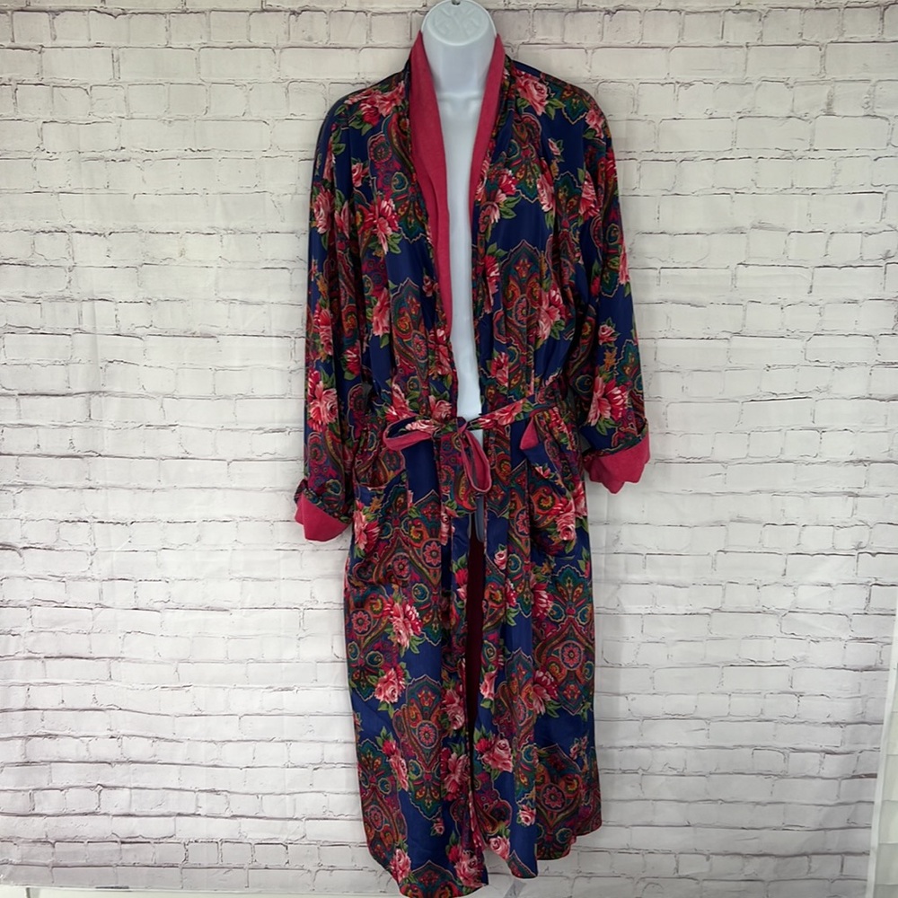 90’s VTG CACIQUE Lingerie shabby chic floral robe size medium